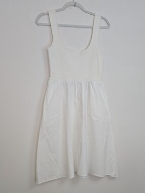 All:Row Classic White Sleeveless Sundress with pockets Normcore Elegant Medium